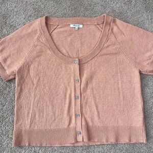 Madewell Sweater Tee Womens L Terracotta Linden Scoop Short Sleeve Cardigan Top
